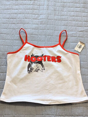 Hooters Waitress Uniform Tank Top White & Red Small
